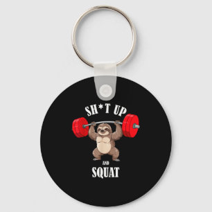 Funny Sloth Fitness Squating Workout Weightlifting Keychain