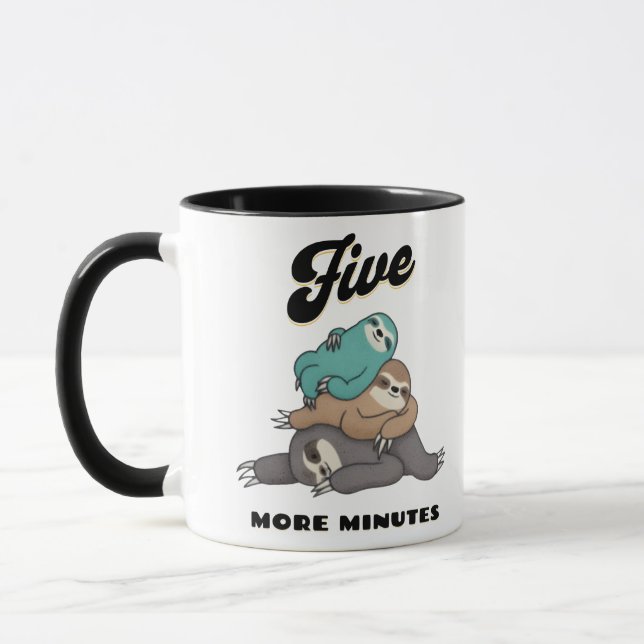 Funny Sloth Five More Minutes Mug (Left)