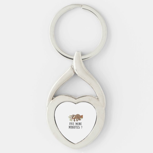 Funny Sloth Five More Minutes Sleep Bed Pajama Nig Keychain (Front)