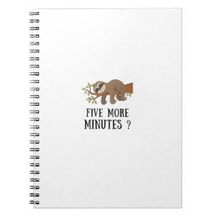 Funny Sloth Five More Minutes Sleep Bed Pajama Nig Notebook