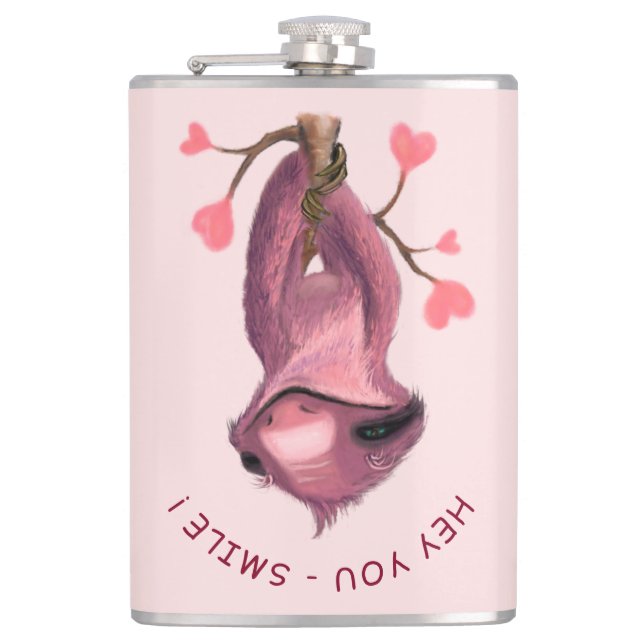 Funny Sloth Flask - Custom Text (Front)