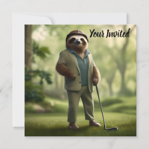 Funny Sloth Golf Player, Invitation