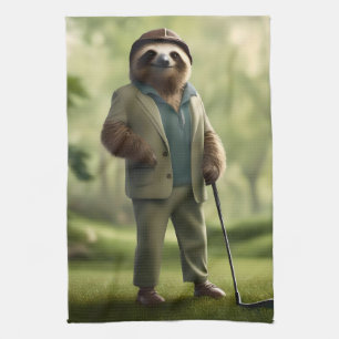Funny Sloth Golf Player,  Kitchen Towel