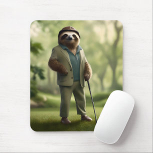 Funny Sloth Golf Player, Mouse Pad