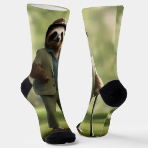 Funny Sloth Golf Player, Socks