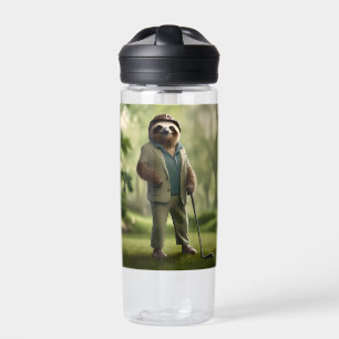 Funny Sloth Golf Player, Water Bottle