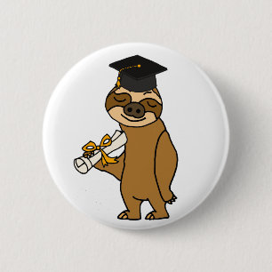 Funny Sloth Graduation Cartoon 2 Inch Round Button