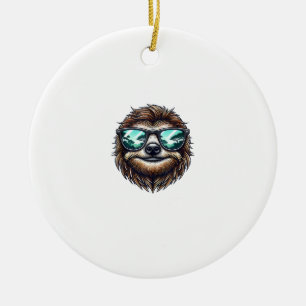 Funny Sloth Graphic with Sunglasses, Men Women Kid Ceramic Ornament