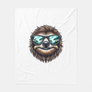 Funny Sloth Graphic with Sunglasses, Men Women Kid Fleece Blanket