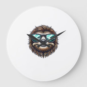 Funny Sloth Graphic with Sunglasses, Men Women Kid Large Clock