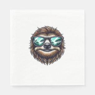 Funny Sloth Graphic with Sunglasses, Men Women Kid Napkin