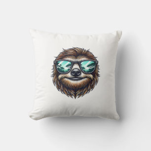 Funny Sloth Graphic with Sunglasses, Men Women Kid Throw Pillow