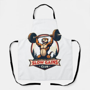 Funny Sloth Gym Shirt Vintage Strong and Slow Desi Apron
