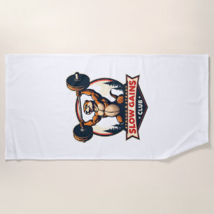 Funny Sloth Gym Shirt Vintage Strong and Slow Desi Beach Towel
