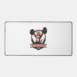 Funny Sloth Gym Shirt Vintage Strong and Slow Desi Desk Mat