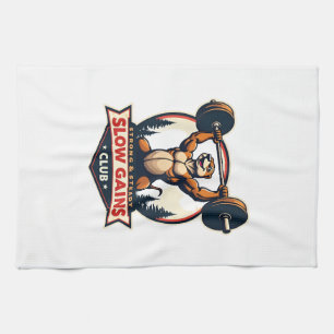 Funny Sloth Gym Shirt Vintage Strong and Slow Desi Kitchen Towel