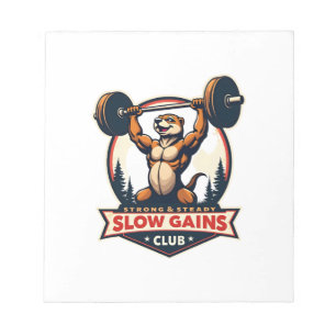 Funny Sloth Gym Shirt Vintage Strong and Slow Desi Notepad