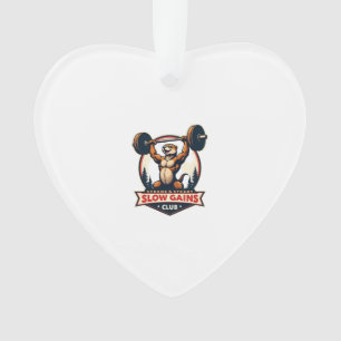 Funny Sloth Gym Shirt Vintage Strong and Slow Desi Ornament