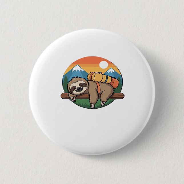 Funny Sloth Hiking Classic T-Shirt_1 2 Inch Round Button (Front)