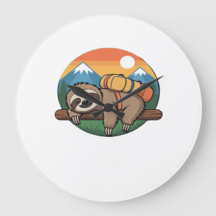 Funny Sloth Hiking Classic T-Shirt_1 Large Clock