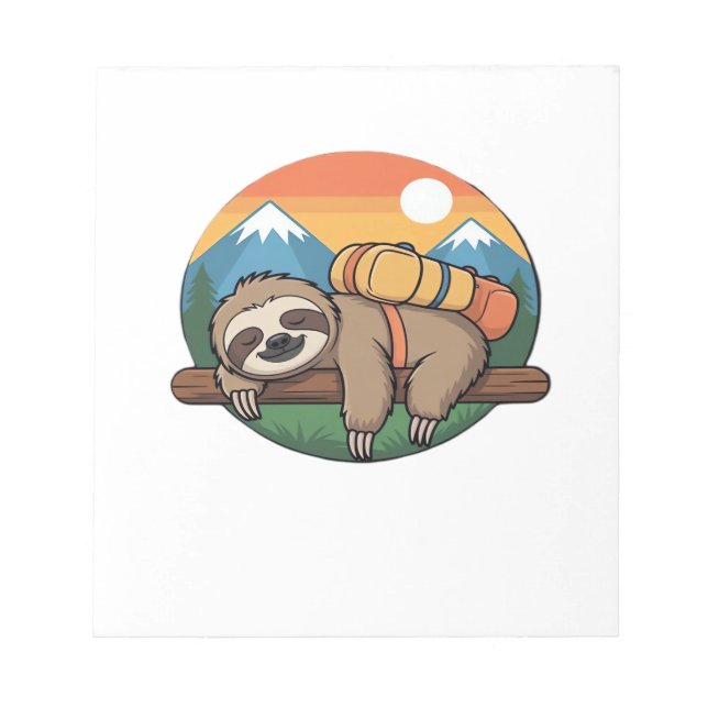 Funny Sloth Hiking Classic T-Shirt_1 Notepad (Front)