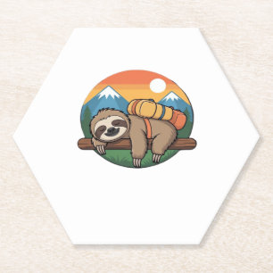 Funny Sloth Hiking Classic T-Shirt_1 Paper Coaster