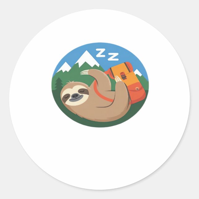 Funny Sloth Hiking Classic T-Shirt_2 Classic Round Sticker (Front)