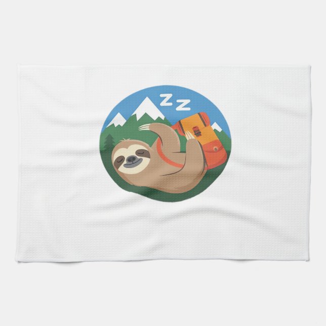 Funny Sloth Hiking Classic T-Shirt_2 Kitchen Towel (Horizontal)