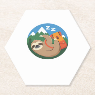 Funny Sloth Hiking Classic T-Shirt_2 Paper Coaster