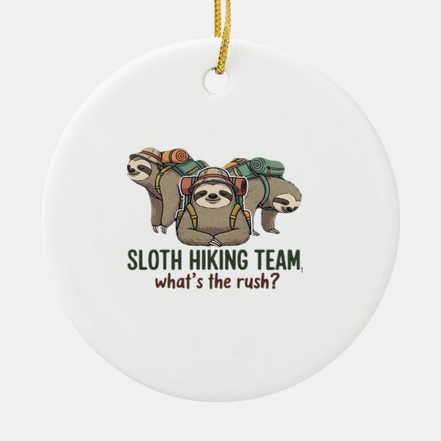 Funny Sloth Hiking Classic T-Shirt_5 Ceramic Ornament (Front)