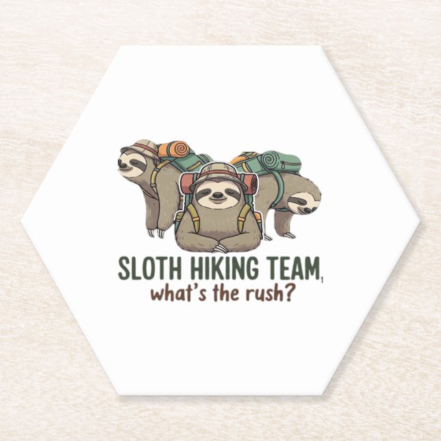 Funny Sloth Hiking Classic T-Shirt_5 Paper Coaster (Front)