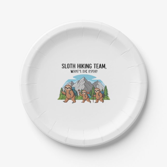 Funny Sloth Hiking Classic T-Shirt_6 Paper Plate (Front)