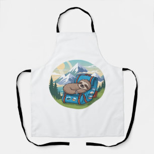 Funny Sloth Hiking Oversized T-Shirt Apron