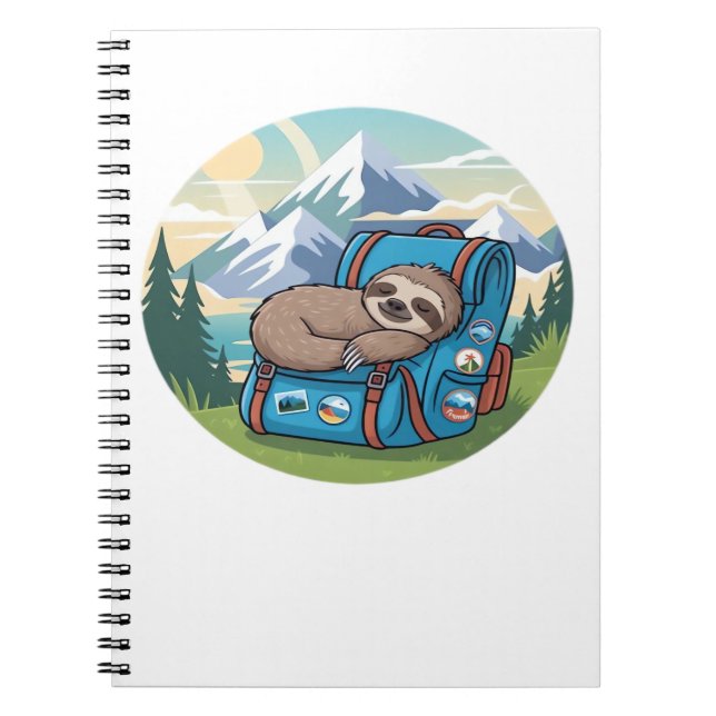 Funny Sloth Hiking Oversized T-Shirt Notebook (Front)