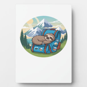 Funny Sloth Hiking Oversized T-Shirt Plaque