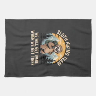 Funny Sloth Hiking T-Shirt_2 Kitchen Towel