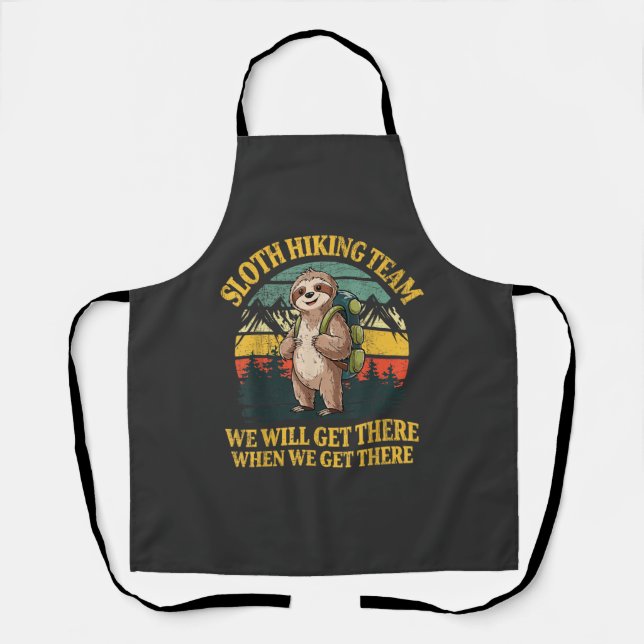 Funny Sloth Hiking T-Shirt Apron (Front)
