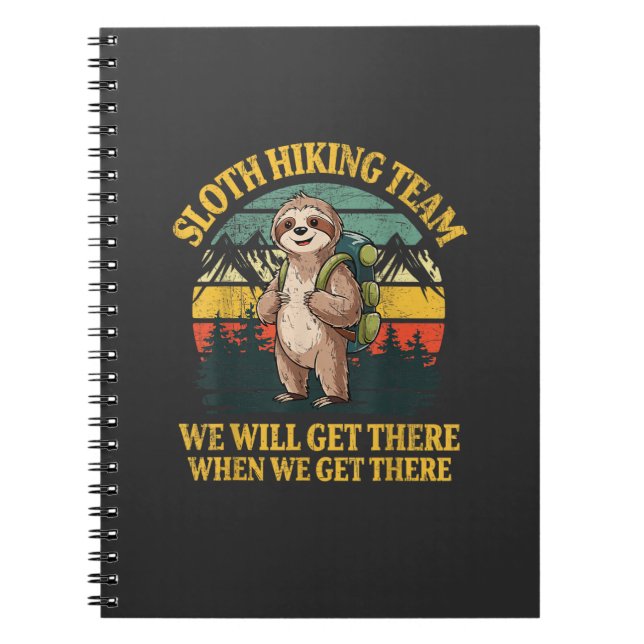 Funny Sloth Hiking T-Shirt Notebook (Front)