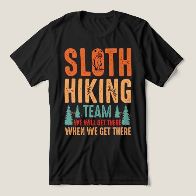 Funny Sloth Hiking Team Nature Outdoor Design Tri-Blend Shirt (Design Front)