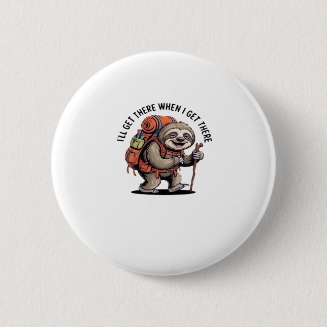 Funny Sloth Hiking Team - Slow and Steady Classic  2 Inch Round Button (Front)