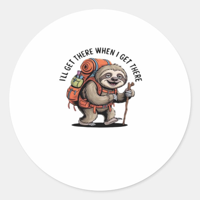 Funny Sloth Hiking Team - Slow and Steady Classic  Classic Round Sticker (Front)