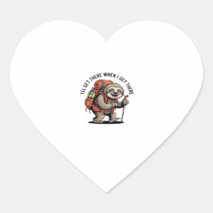 Funny Sloth Hiking Team - Slow and Steady Classic  Heart Sticker