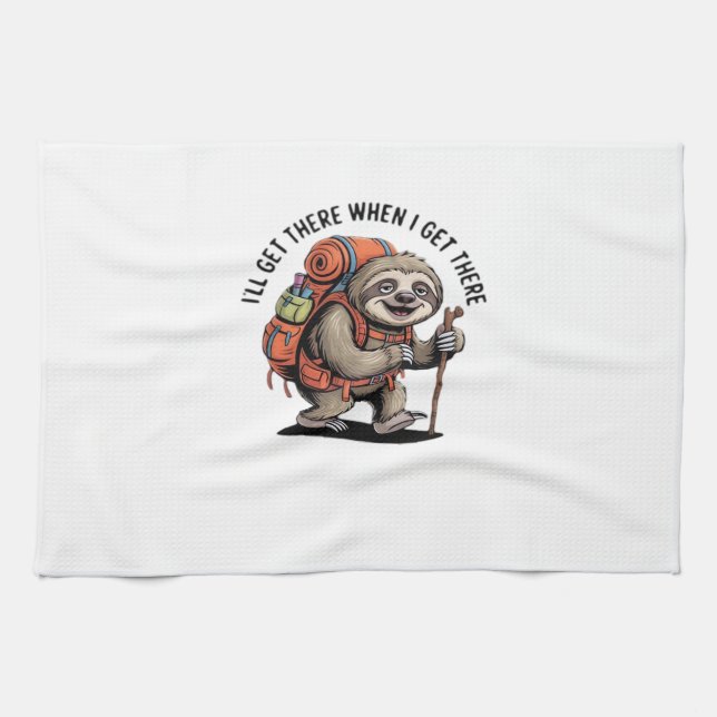 Funny Sloth Hiking Team - Slow and Steady Classic  Kitchen Towel (Horizontal)