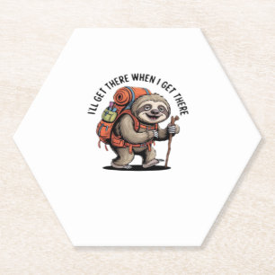 Funny Sloth Hiking Team - Slow and Steady Classic  Paper Coaster