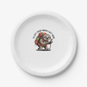 Funny Sloth Hiking Team - Slow and Steady Classic  Paper Plate