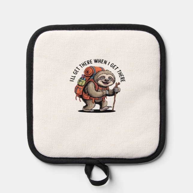Funny Sloth Hiking Team - Slow and Steady Classic  Pot Holder (Front)