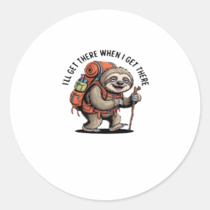 Funny Sloth Hiking Team - Slow and Steady Classic  Round Sticker