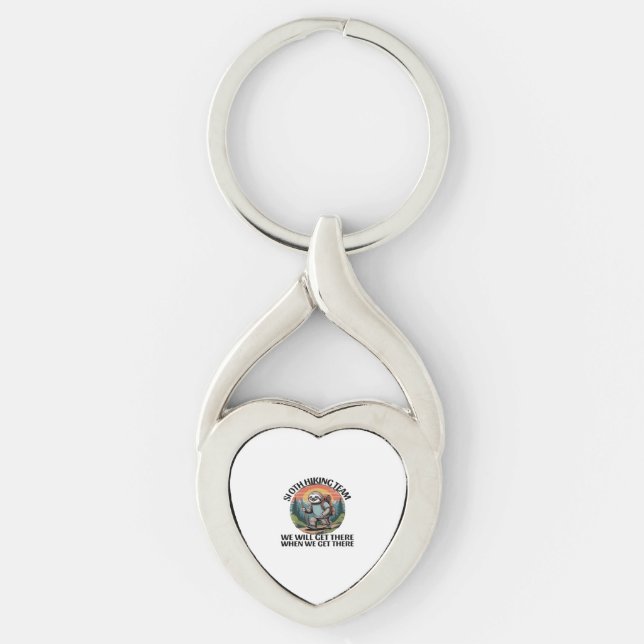 Funny Sloth Hiking Team we'll get there when we ge Keychain (Front)