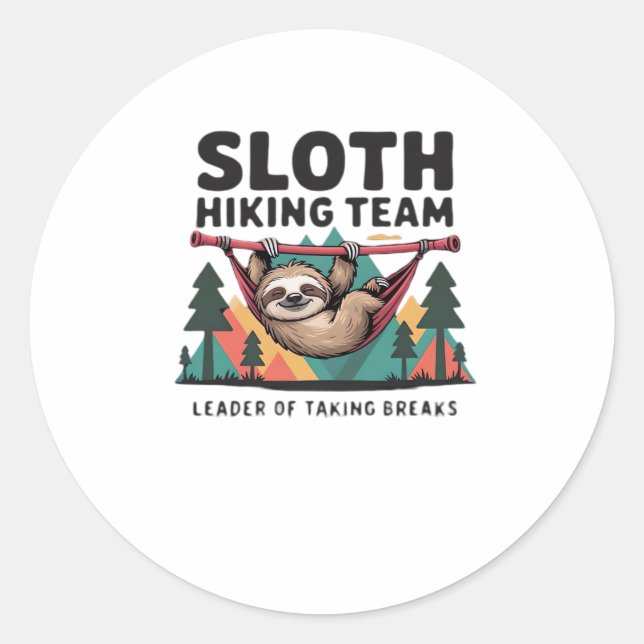 Funny Sloth Hiking - This funny sloth hiking gift  Classic Round Sticker (Front)