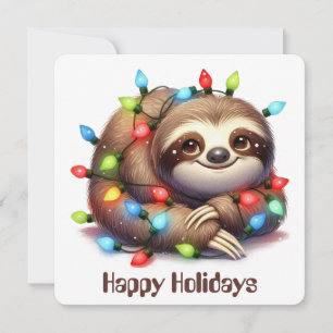 Funny Sloth Holiday Greeting Card